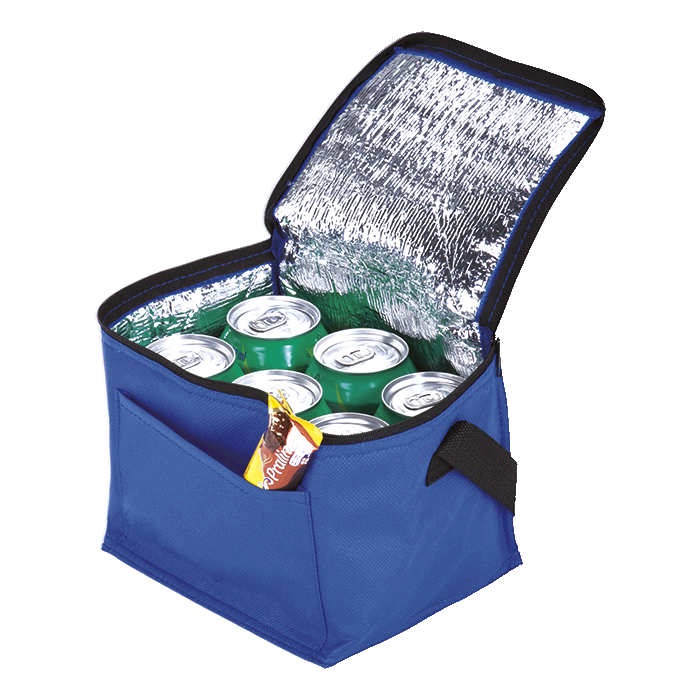 6 Can Cooler with Foil Liner and Pocket Non-Woven Foil Linin
