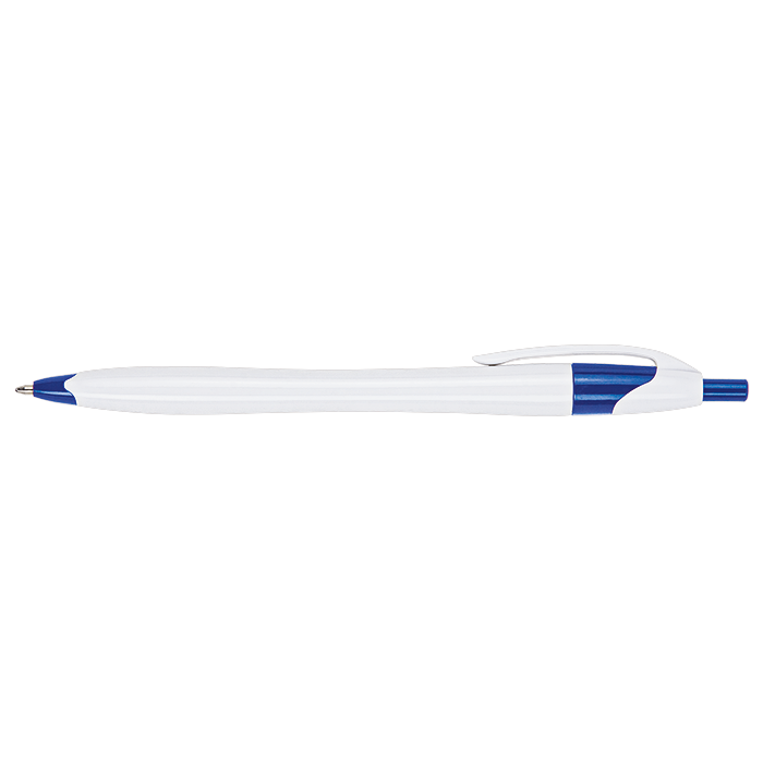 Slim White Barrel Ballpoint Pen — back view