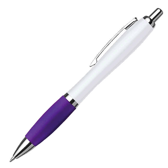 White Barrel Curved Design Ballpoint Pen