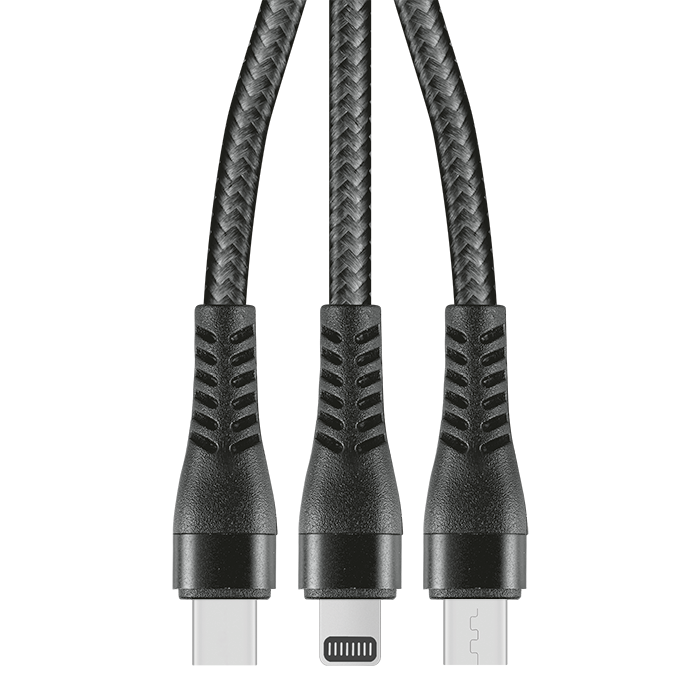 1.2m 3-In-1 Charger Cable Allum alloy and Braiding alternate view