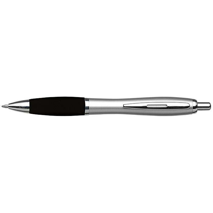 Silver Barrel Curved Design Black Ink Pen thumbnail
