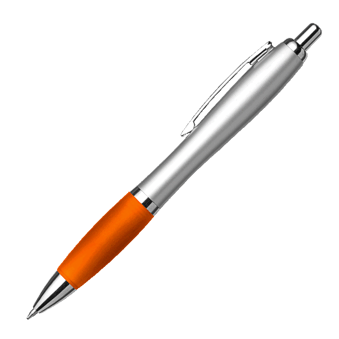 Silver Barrel Curved Design Black Ink Pen