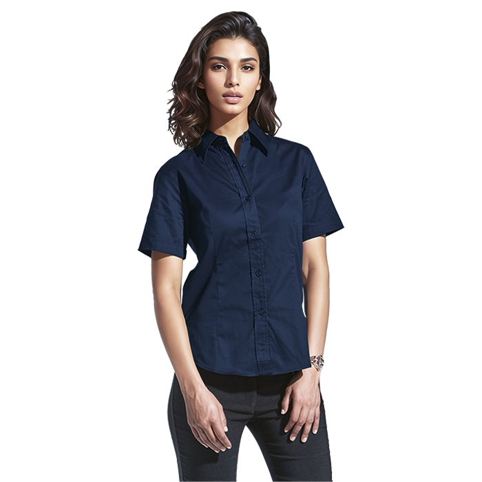 Brushed Cotton Twill Blouse Short Sleeve Ladies