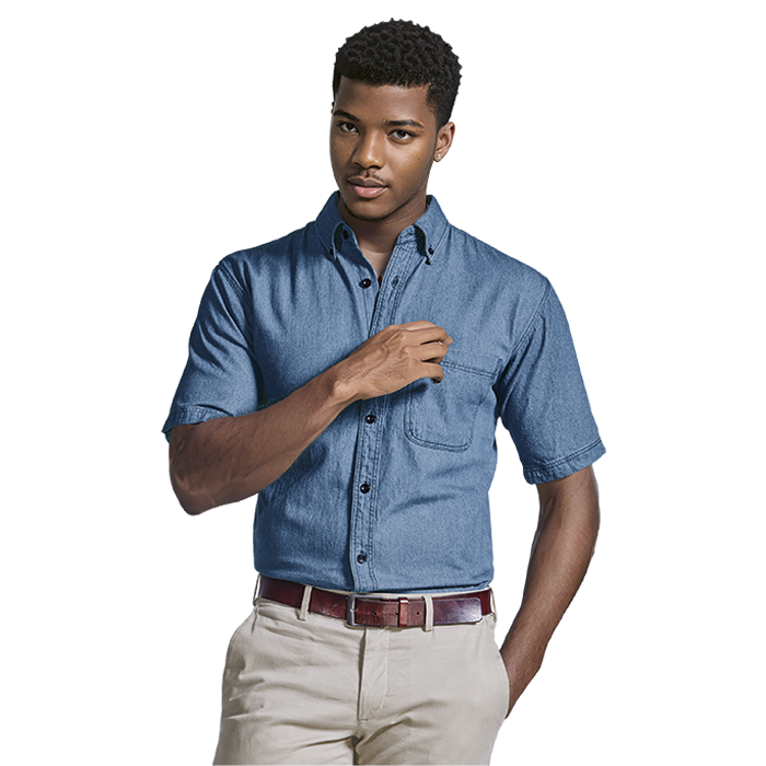 Denim Shirt Short Sleeve Mens