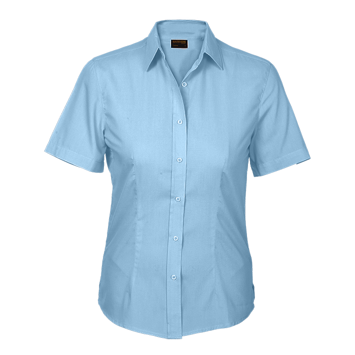 Basic Poly Cotton Blouse Short Sleeve Ladies — back view