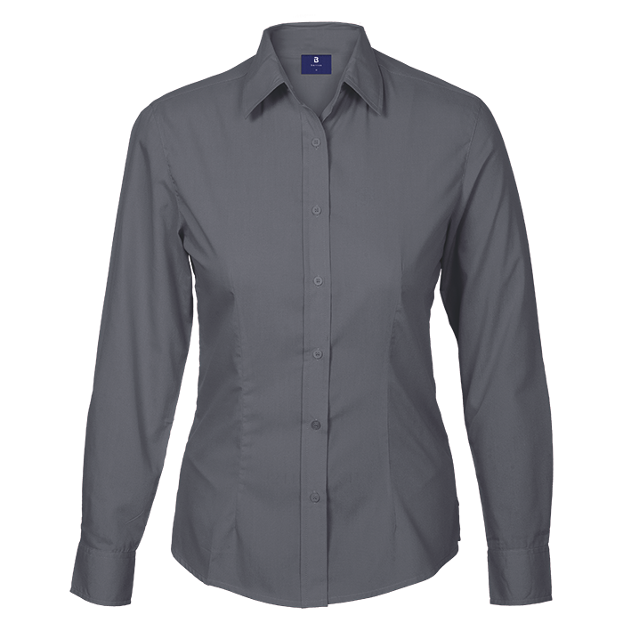Basic Poly Cotton Blouse Long Sleeve Ladies — back view