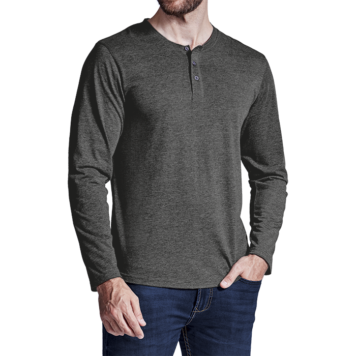 145g Henley Long Sleeve T-Shirt Mens